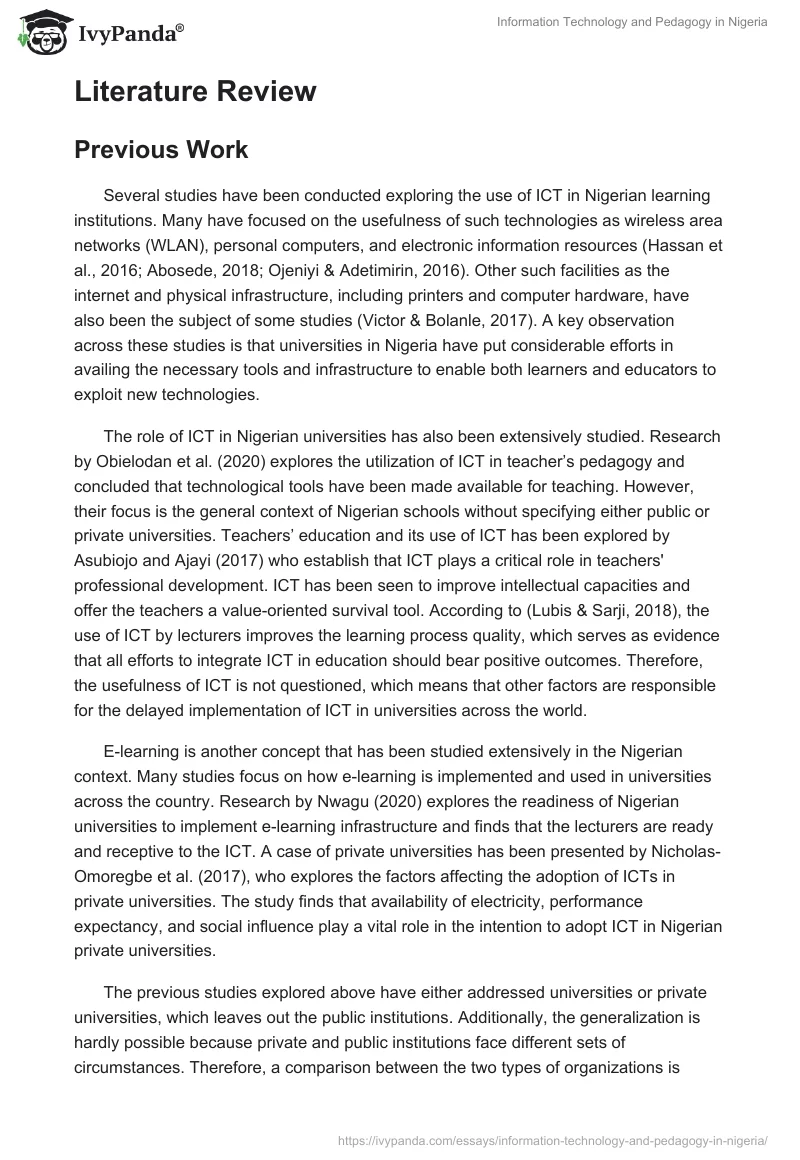Information Technology and Pedagogy in Nigeria. Page 3