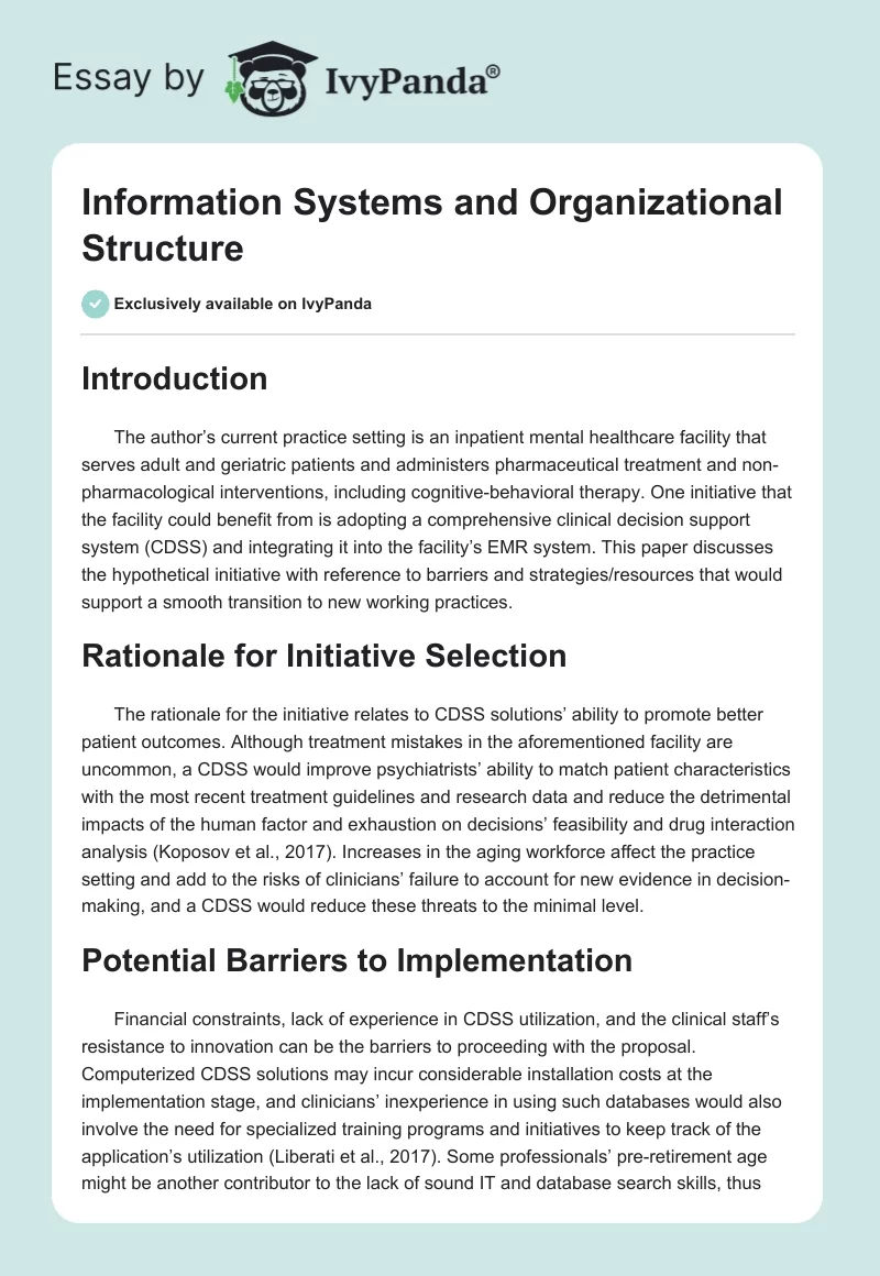 Information Systems and Organizational Structure. Page 1
