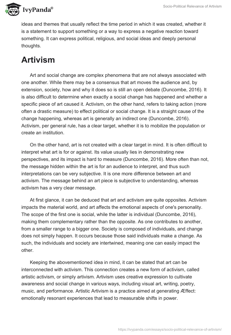 Socio-Political Relevance of Artivism. Page 2