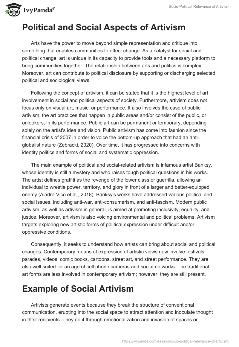 Socio-Political Relevance of Artivism. Page 3
