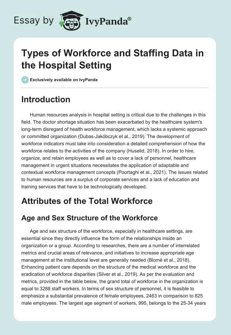 Types of Workforce and Staffing Data in the Hospital Setting. Page 1
