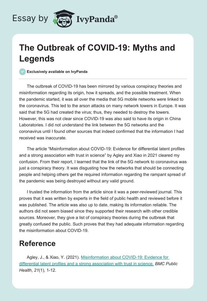 The Outbreak of COVID-19: Myths and Legends. Page 1
