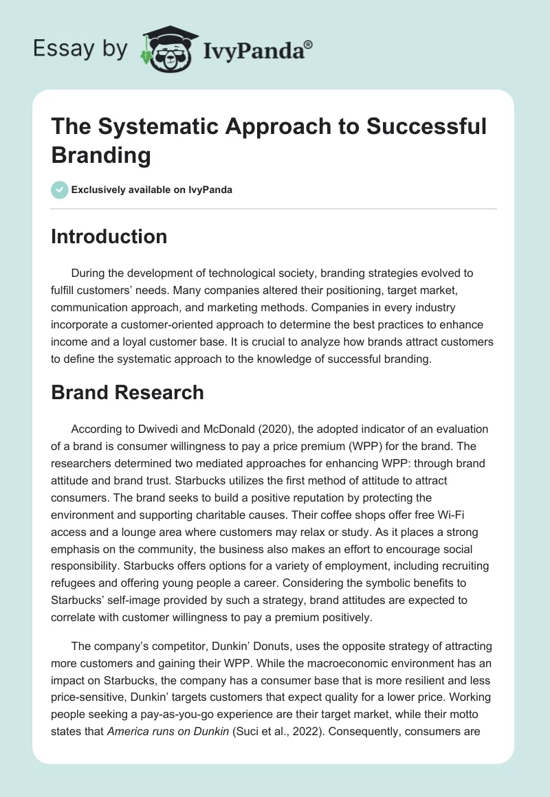 The Systematic Approach to Successful Branding. Page 1
