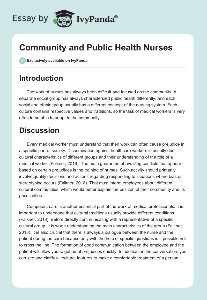 Community and Public Health Nurses. Page 1