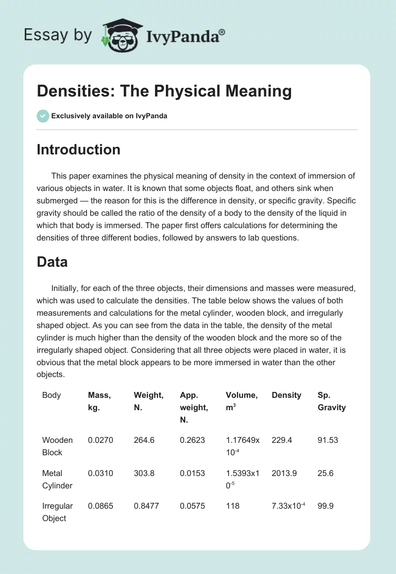 Densities: The Physical Meaning. Page 1