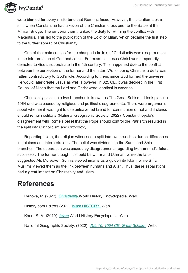 The Spread of Christianity and Islam - 673 Words | Research Paper Example