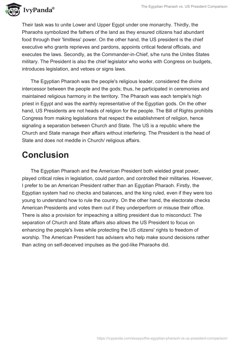 The Egyptian Pharaoh vs. US President Comparison. Page 2