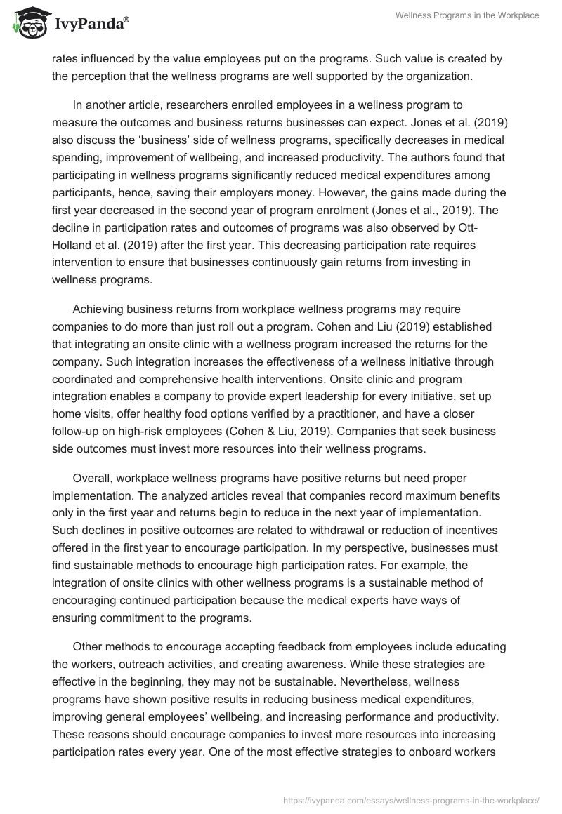 Wellness Programs in the Workplace. Page 2