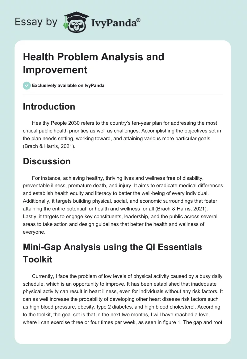Health Problem Analysis and Improvement. Page 1