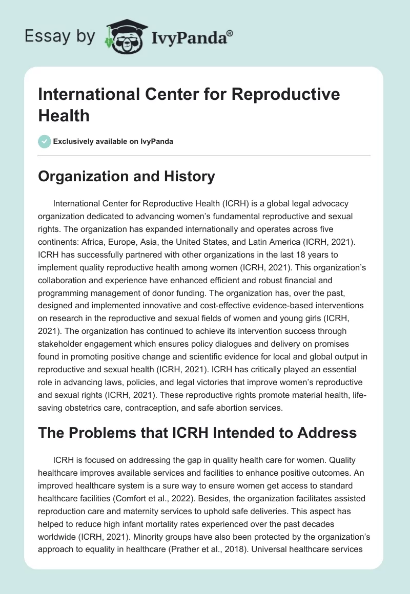 International Center for Reproductive Health. Page 1