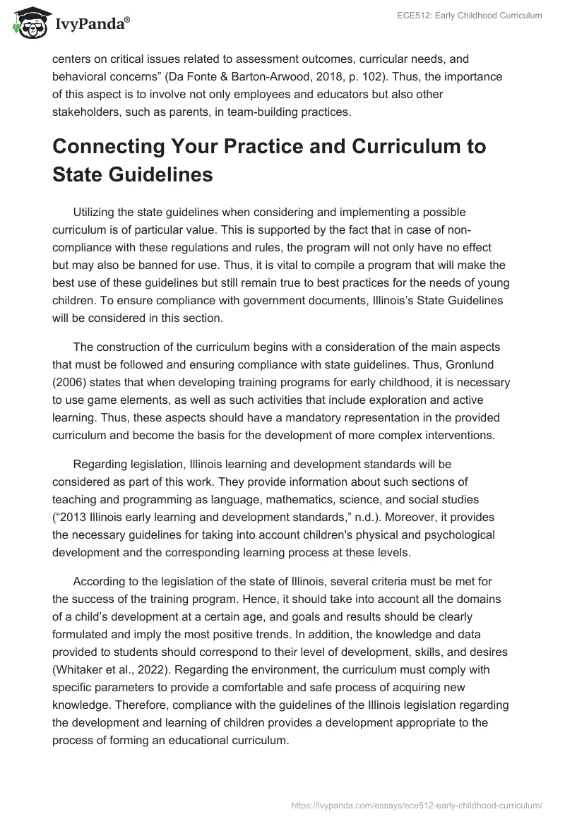 ECE512: Early Childhood Curriculum. Page 4