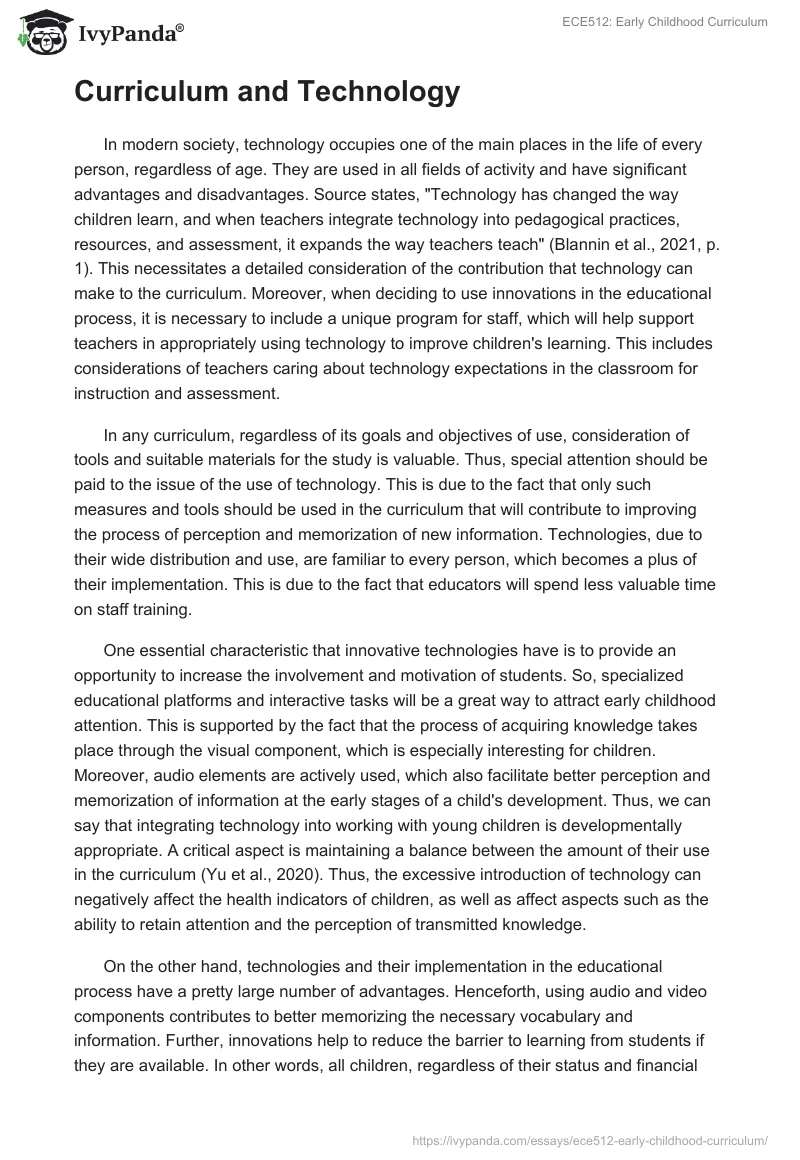 ECE512: Early Childhood Curriculum. Page 5