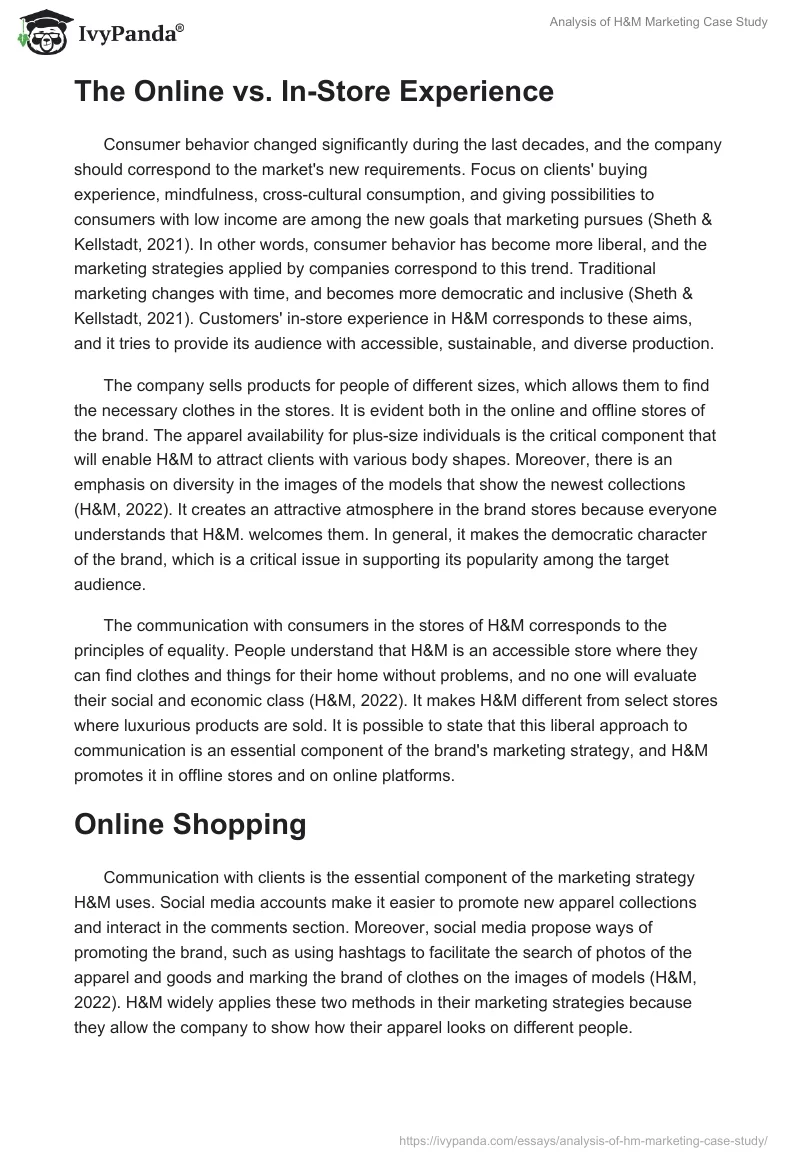 Analysis of H&M Marketing Case Study. Page 2