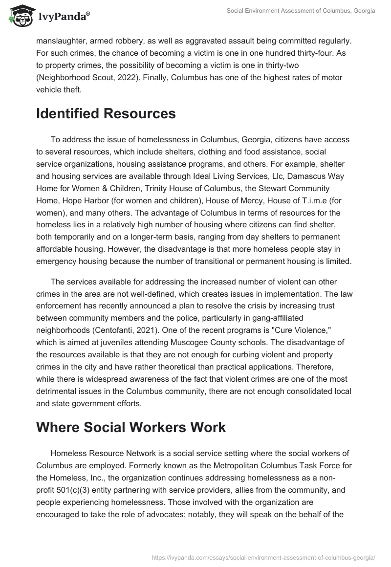 Social Environment Assessment of Columbus, Georgia. Page 3