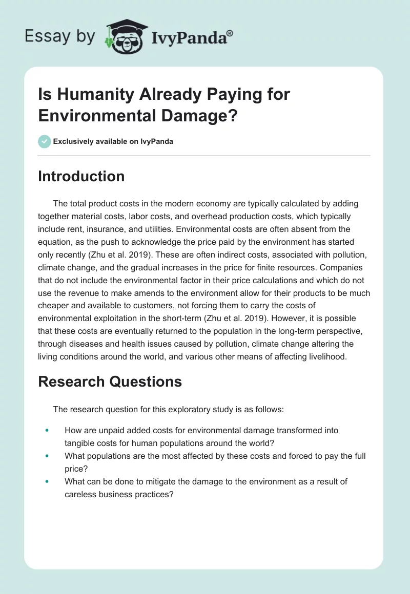 Is Humanity Already Paying for Environmental Damage?. Page 1