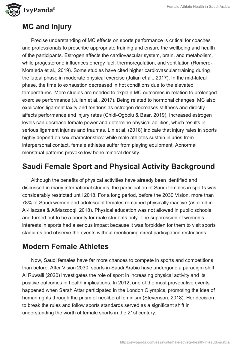 Female Athlete Health in Saudi Arabia. Page 2