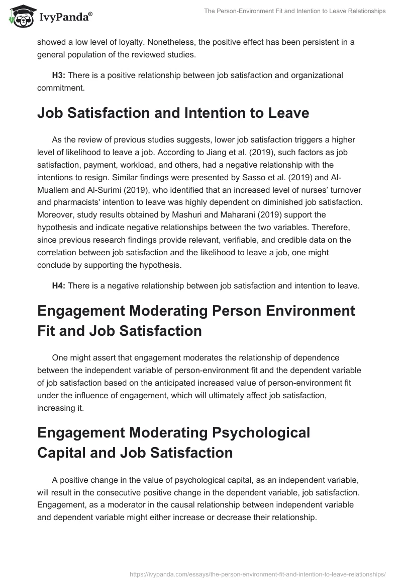 The Person-Environment Fit and Intention to Leave Relationships. Page 3