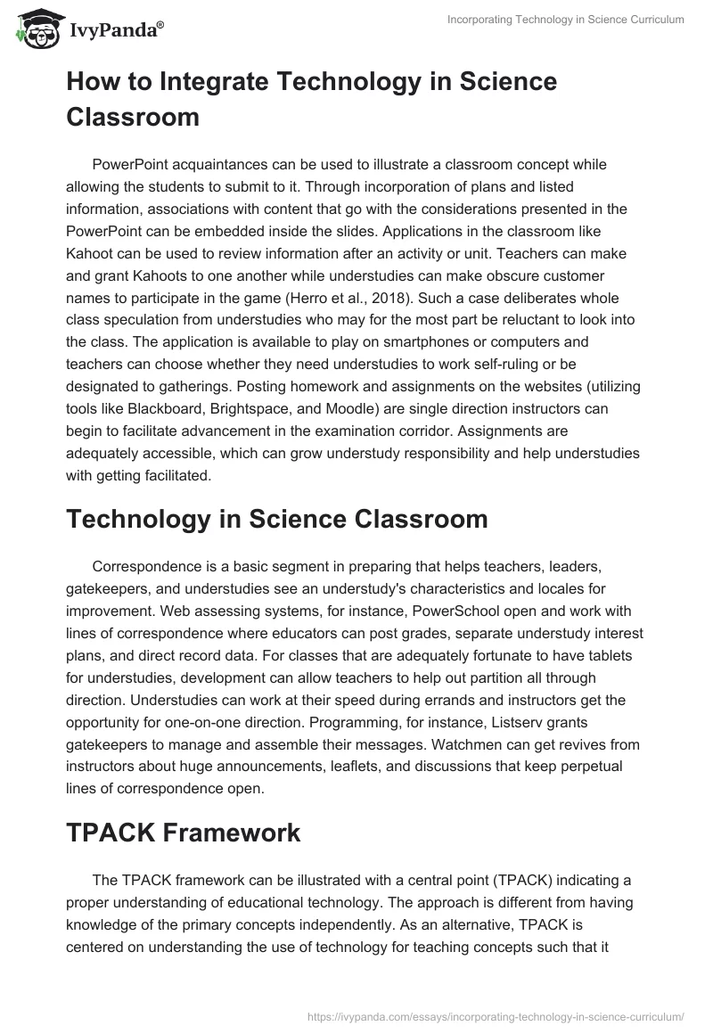 Incorporating Technology in Science Curriculum. Page 2