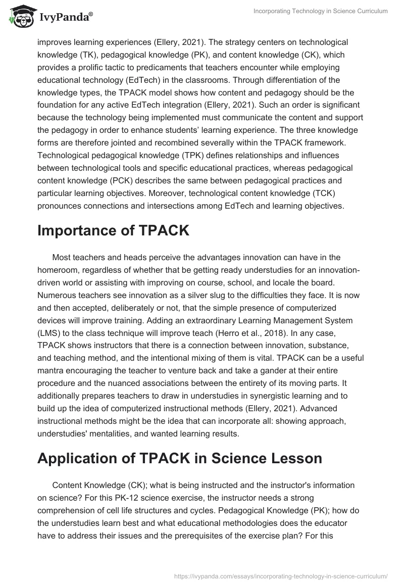 Incorporating Technology in Science Curriculum. Page 3