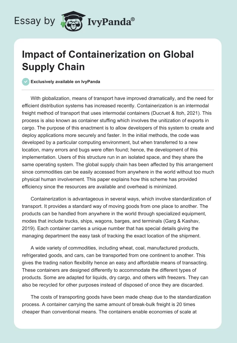 Impact of Containerization on Global Supply Chain. Page 1