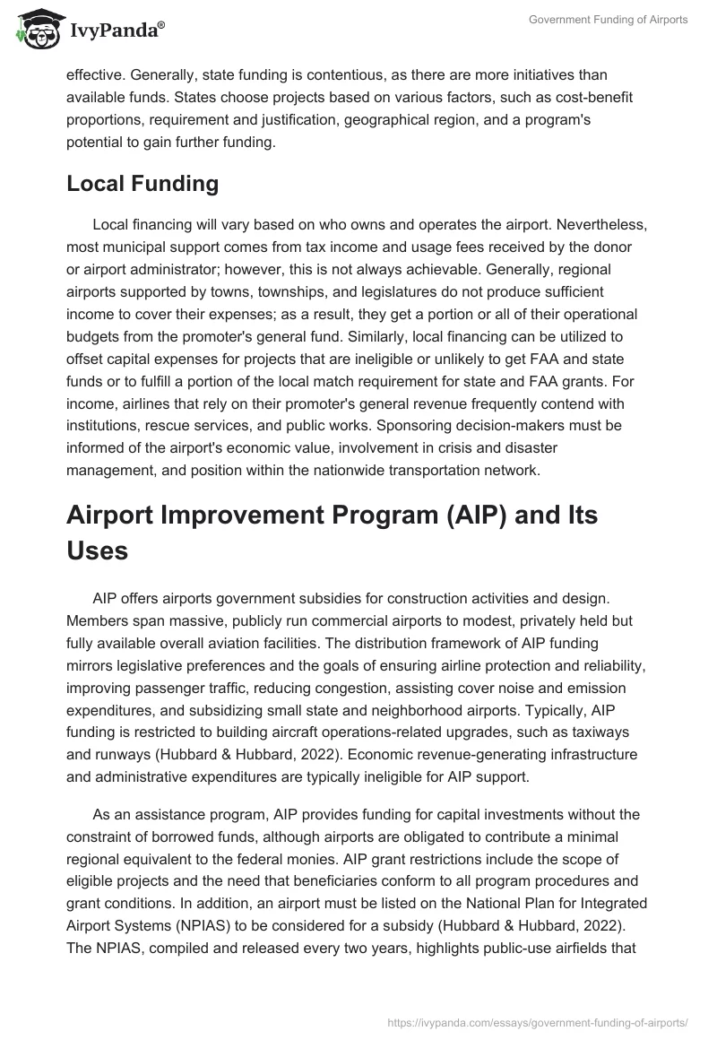 Government Funding of Airports. Page 2