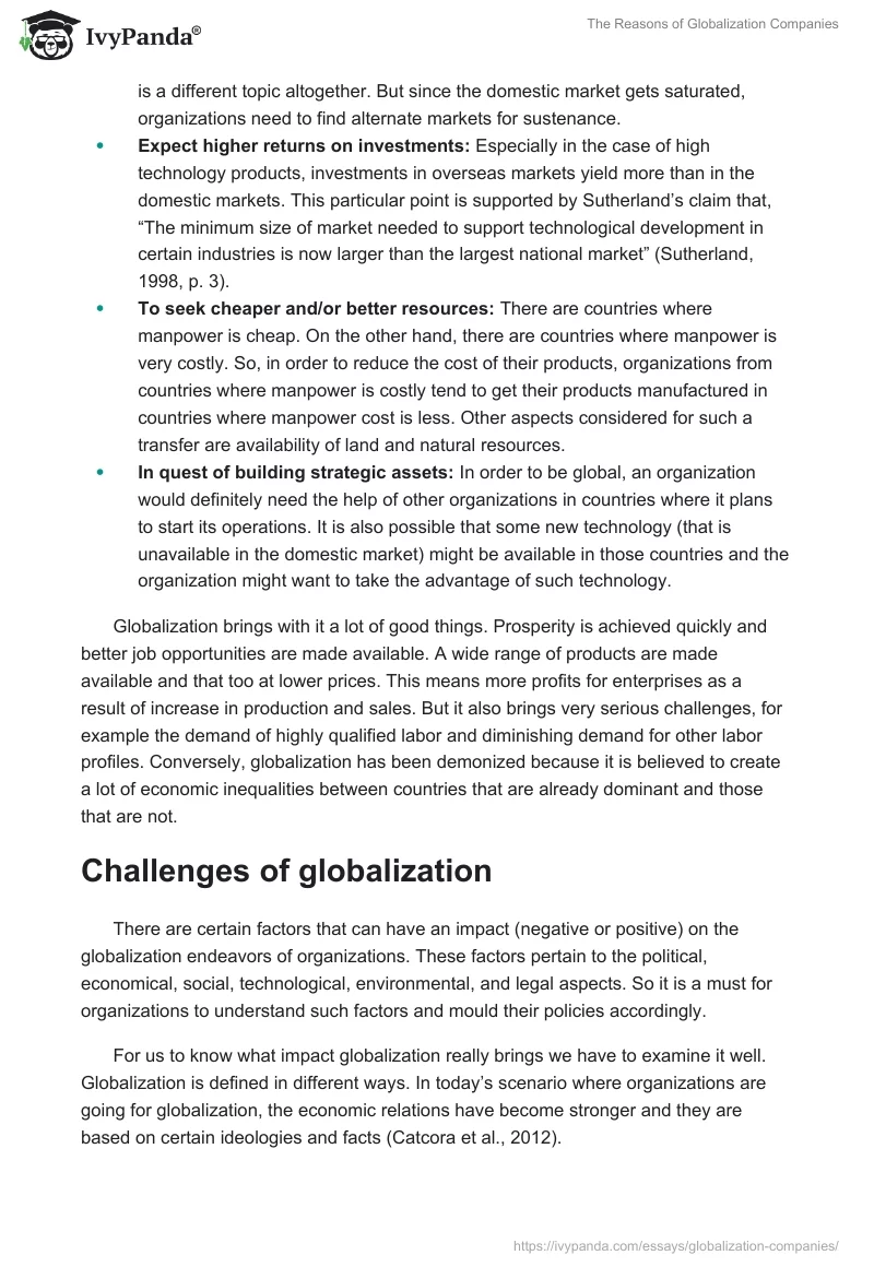 The Reasons of Globalization Companies. Page 2