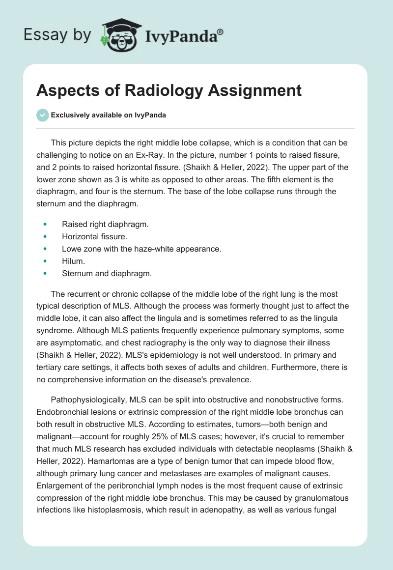 Aspects of Radiology Assignment. Page 1