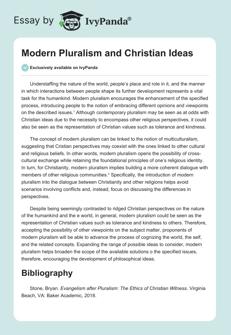 Modern Pluralism and Christian Ideas. Page 1