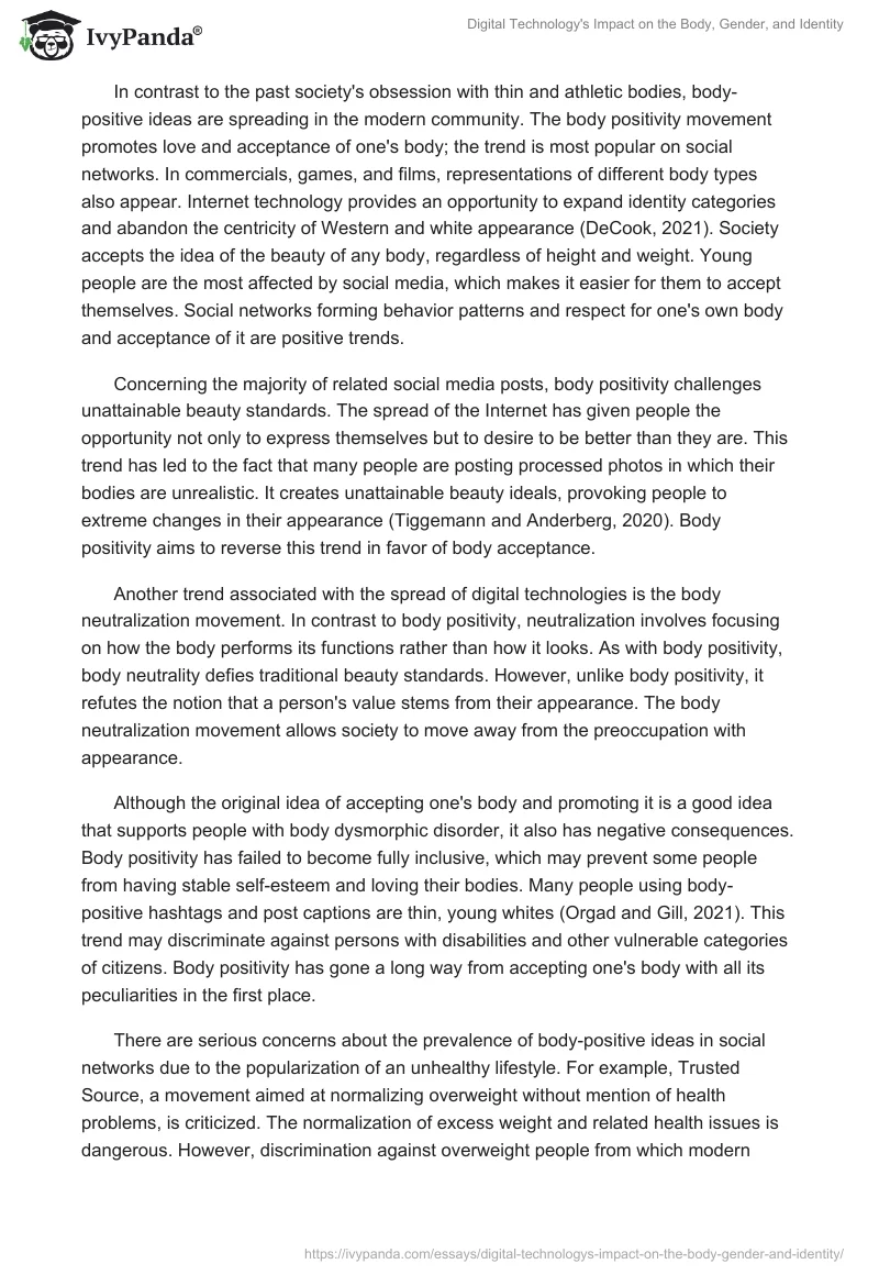 Digital Technology's Impact on the Body, Gender, and Identity. Page 2
