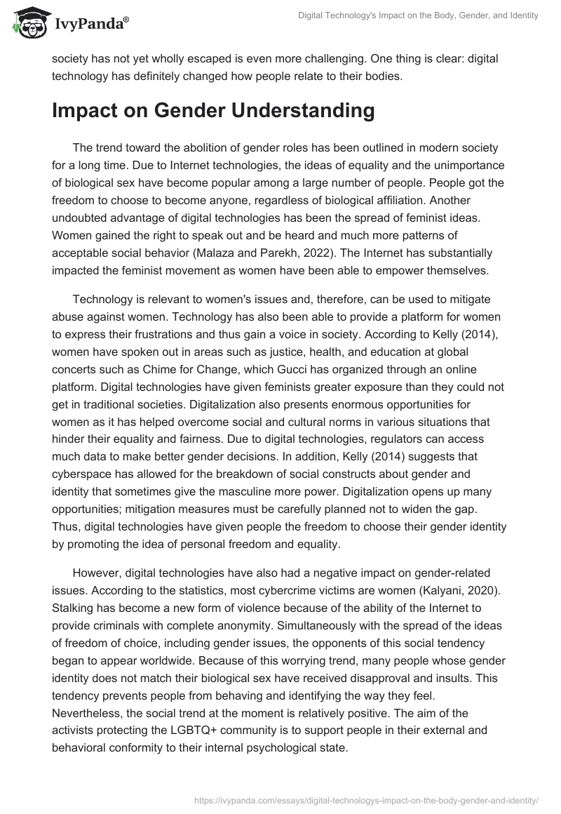 Digital Technology's Impact on the Body, Gender, and Identity. Page 3