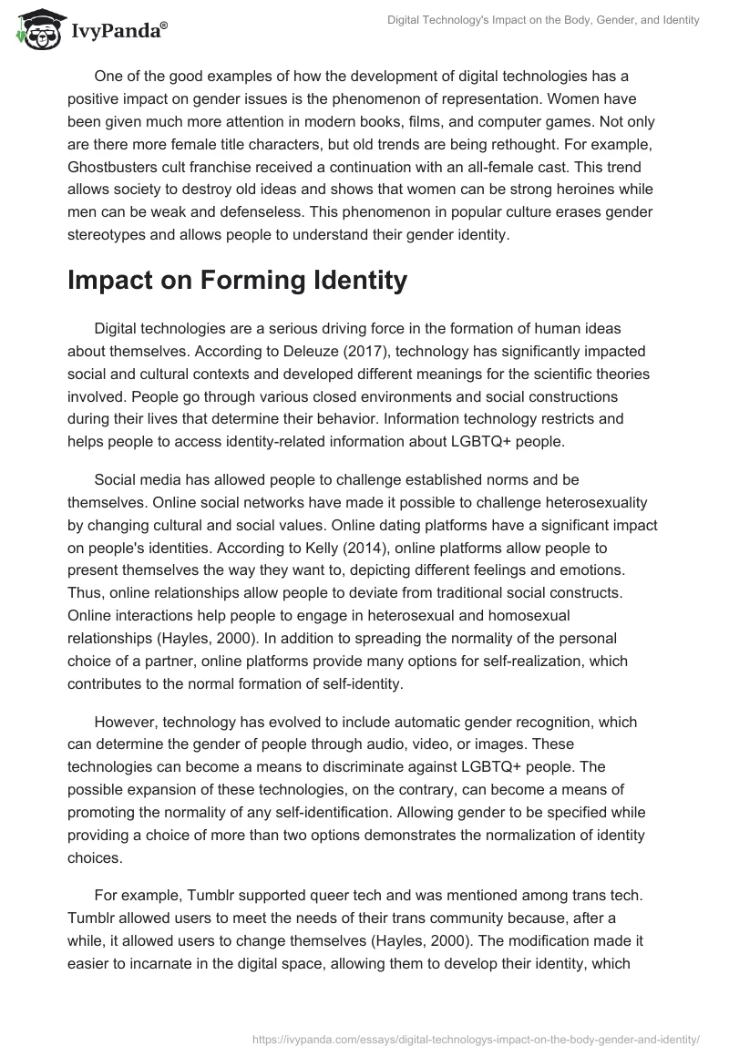 Digital Technology's Impact on the Body, Gender, and Identity. Page 4