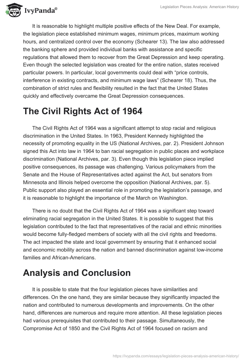 Legislation Pieces Analysis: American History. Page 3