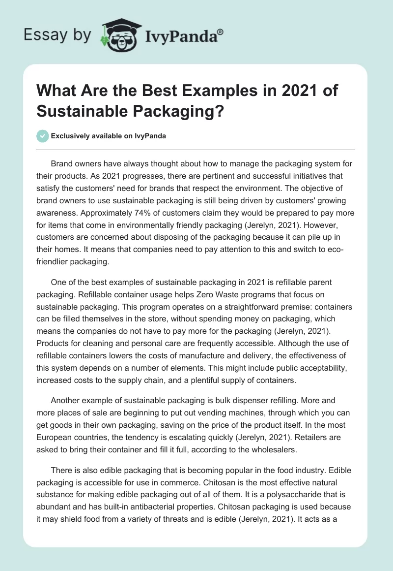 What Are the Best Examples in 2021 of Sustainable Packaging?. Page 1