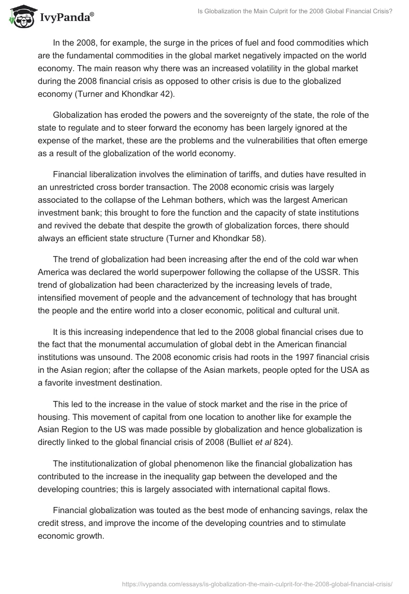 Is Globalization the Main Culprit for the 2008 Global Financial Crisis?. Page 2