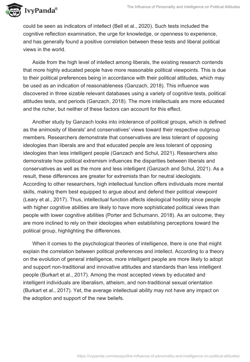 The Influence of Personality and Intelligence on Political Attitudes. Page 5