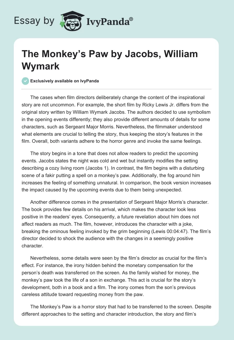 "The Monkey’s Paw" by Jacobs, William Wymark. Page 1
