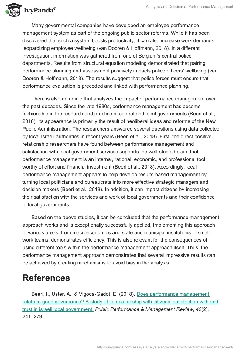 Analysis and Criticism of Performance Management. Page 2