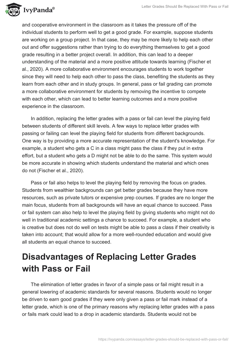 Letter Grades Should Be Replaced With Pass or Fail. Page 2
