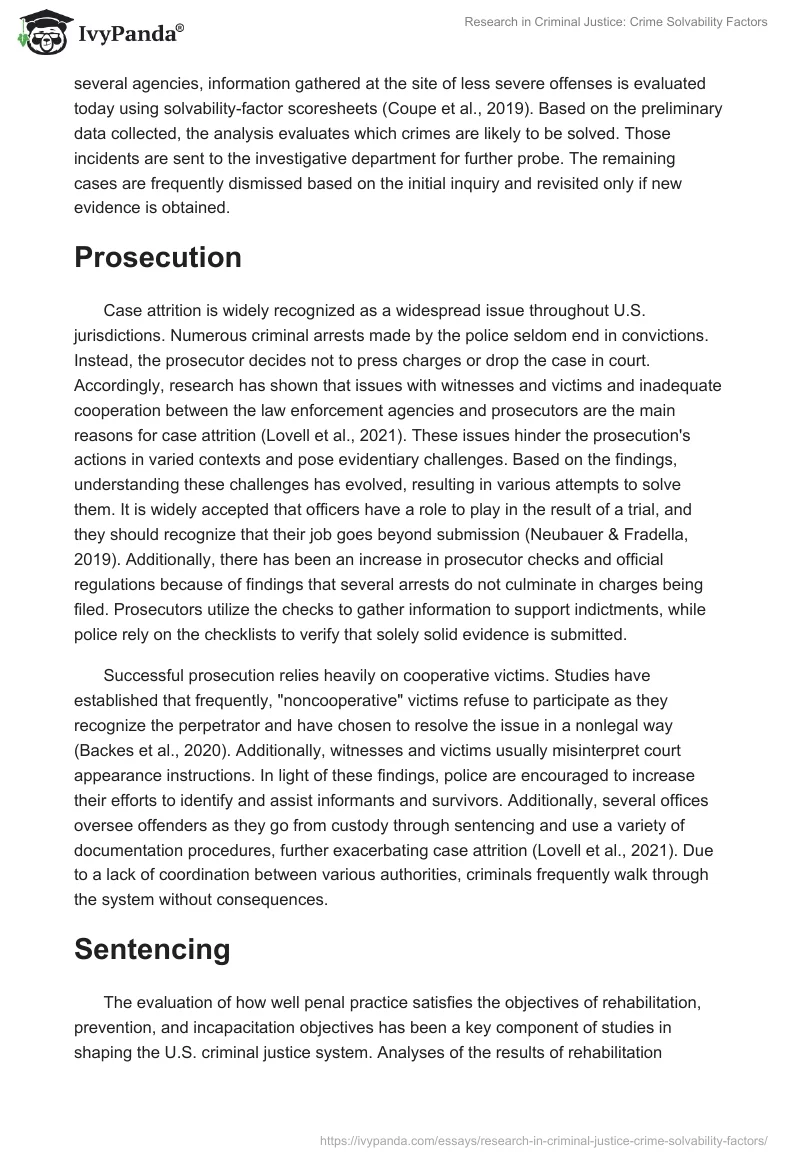 Research in Criminal Justice: Crime Solvability Factors. Page 2