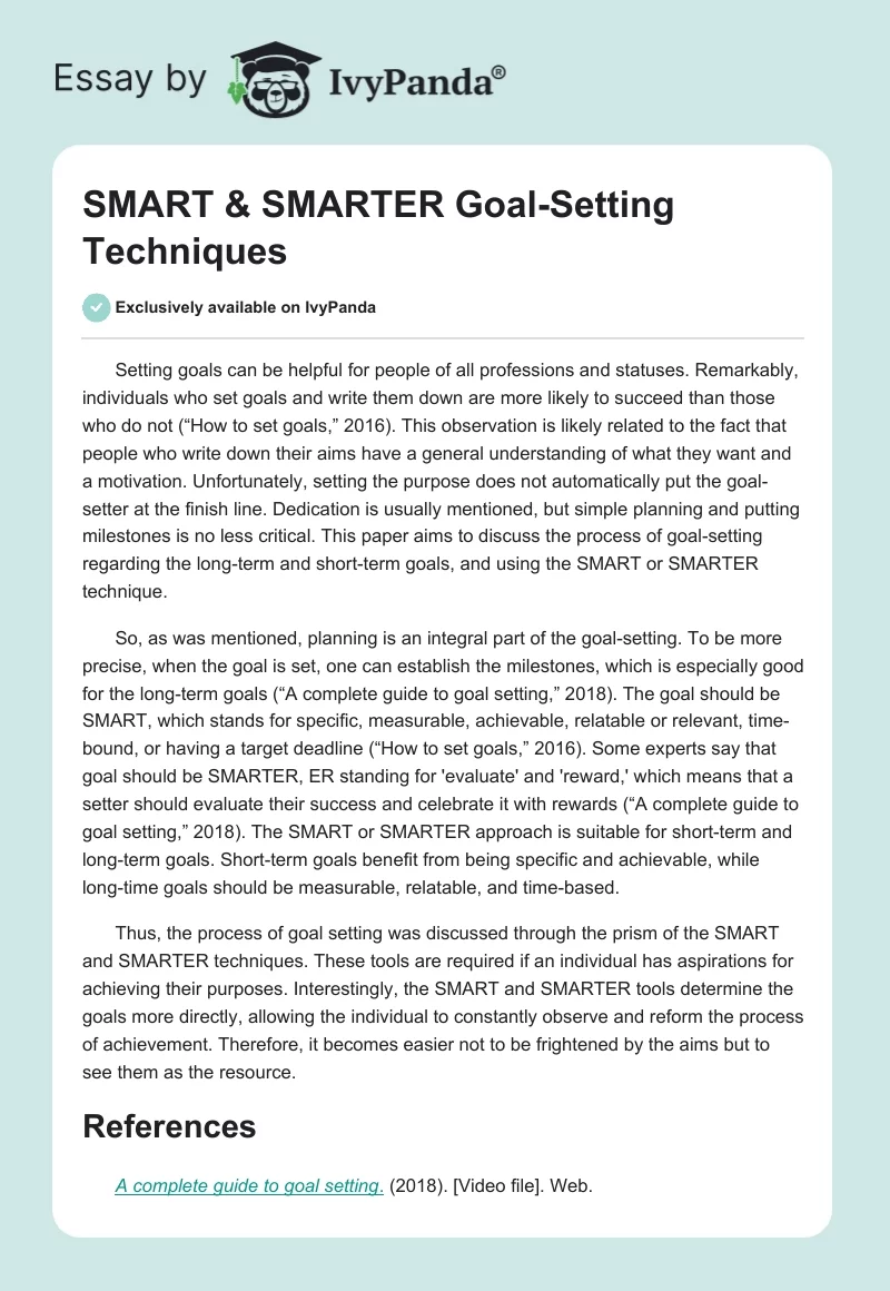 SMART & SMARTER Goal-Setting Techniques. Page 1