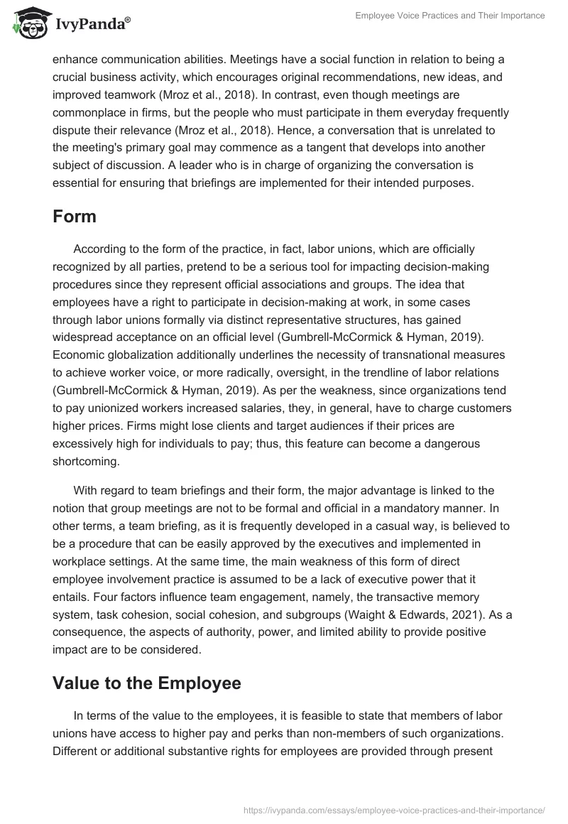 Employee Voice Practices and Their Importance. Page 5