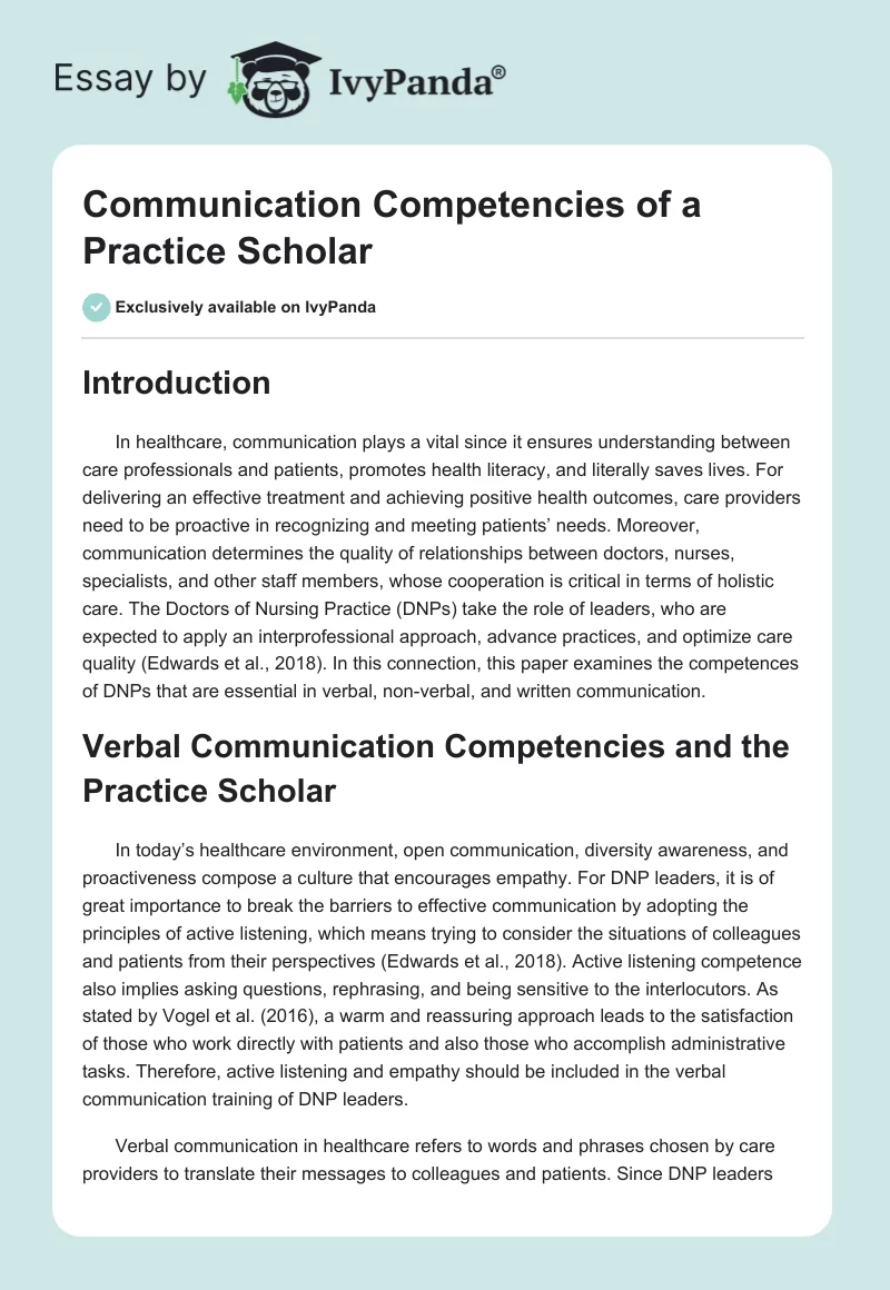 Communication Competencies of a Practice Scholar. Page 1