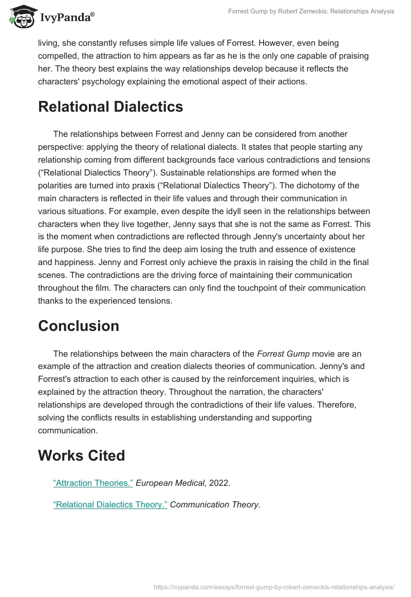 Forrest Gump by Robert Zemeckis: Relationships Analysis. Page 2