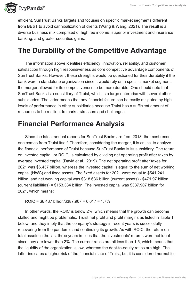 Suntrust Banks Competitiveness Analysis. Page 3