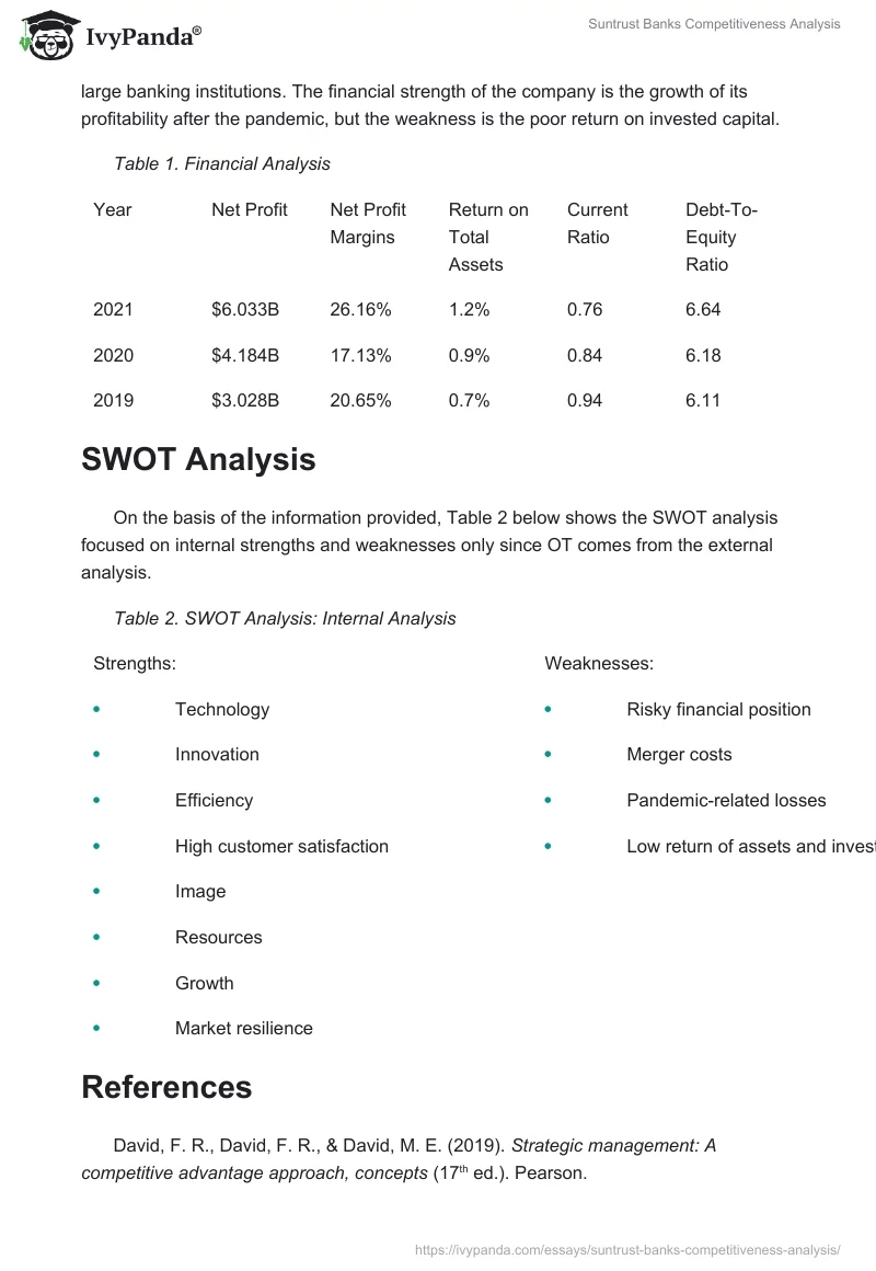 Suntrust Banks Competitiveness Analysis. Page 4