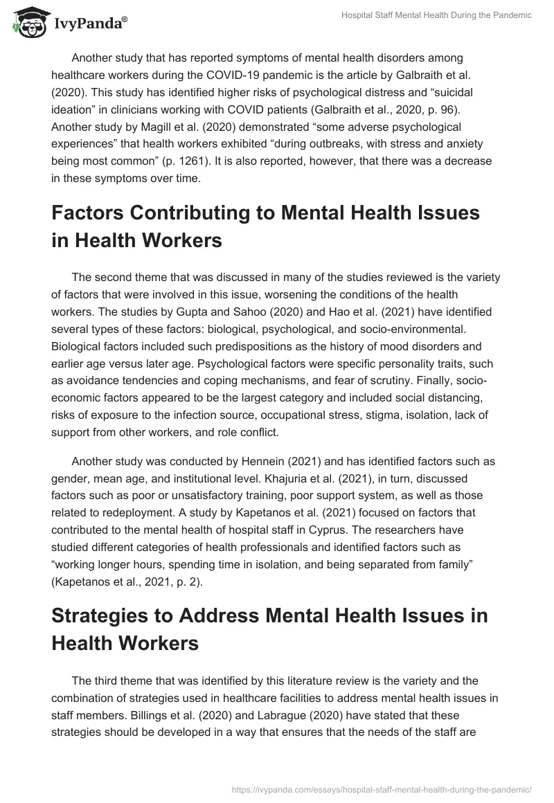 Hospital Staff Mental Health During the Pandemic. Page 2