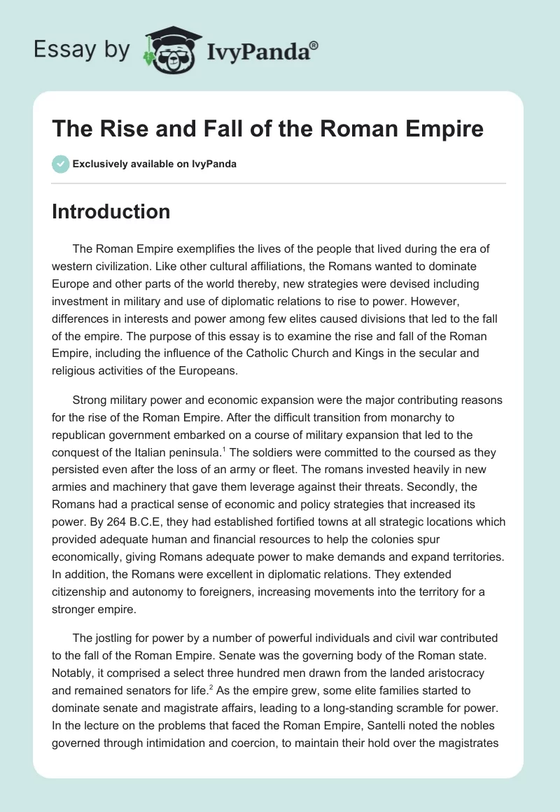 The Rise and Fall of the Roman Empire. Page 1