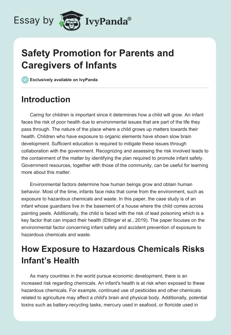 Safety Promotion for Parents and Caregivers of Infants. Page 1