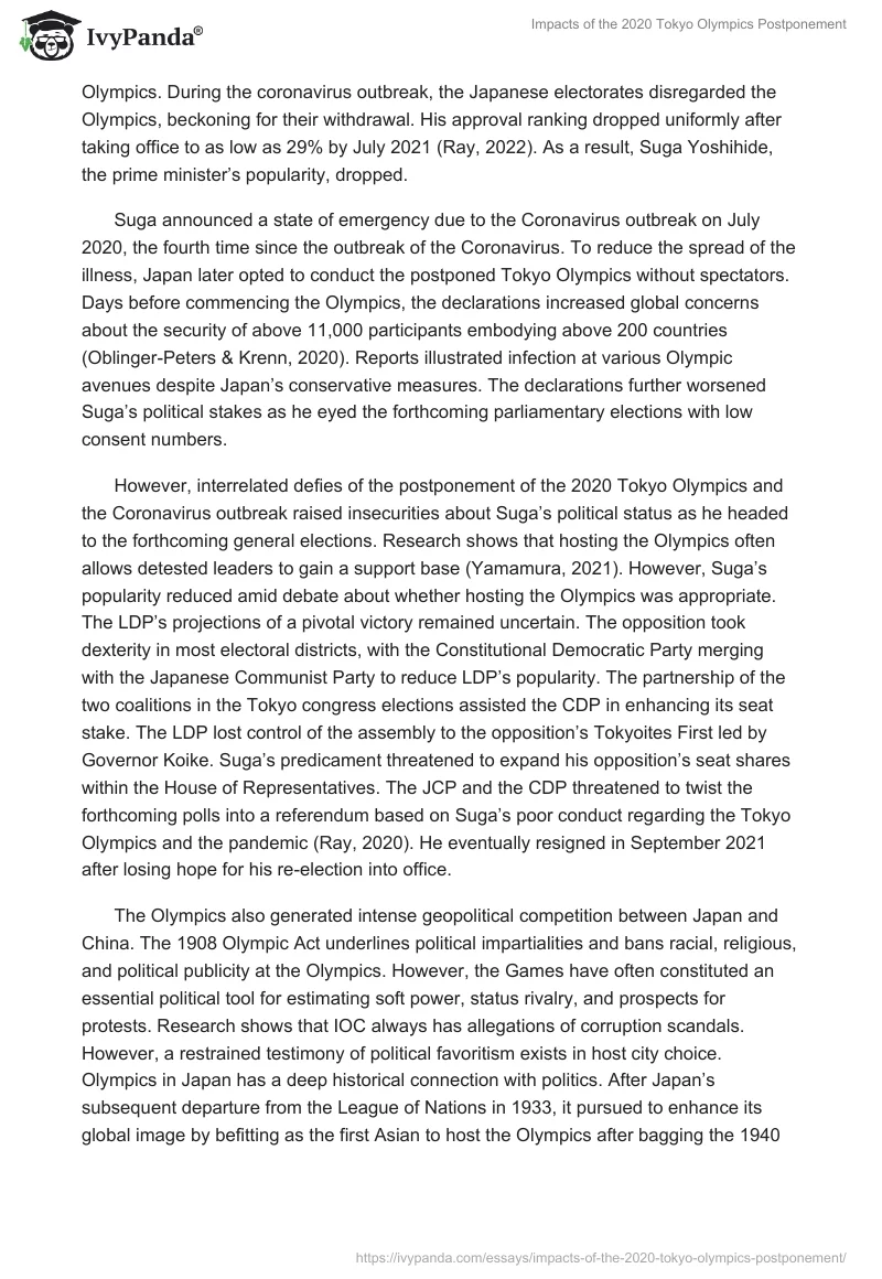 Impacts of the 2020 Tokyo Olympics Postponement. Page 5