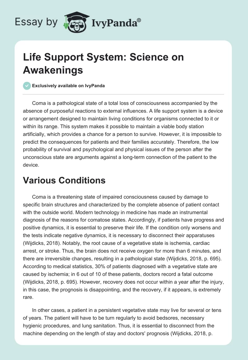 Life Support System: Science on Awakenings. Page 1